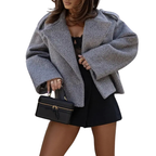 Damblazer med dubbelknäppning och kort passform