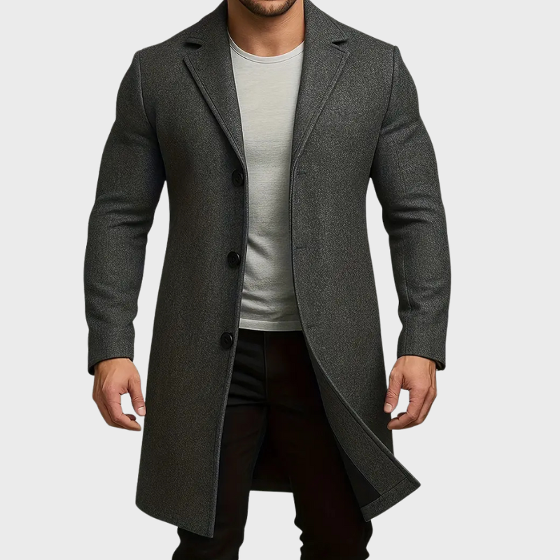 Herrkappa med enkelknäppning och bred krage