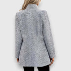 Damkavaj med ståkrage och rak silhuett