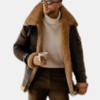 Jacka för herr med fårfoder och dragkedja