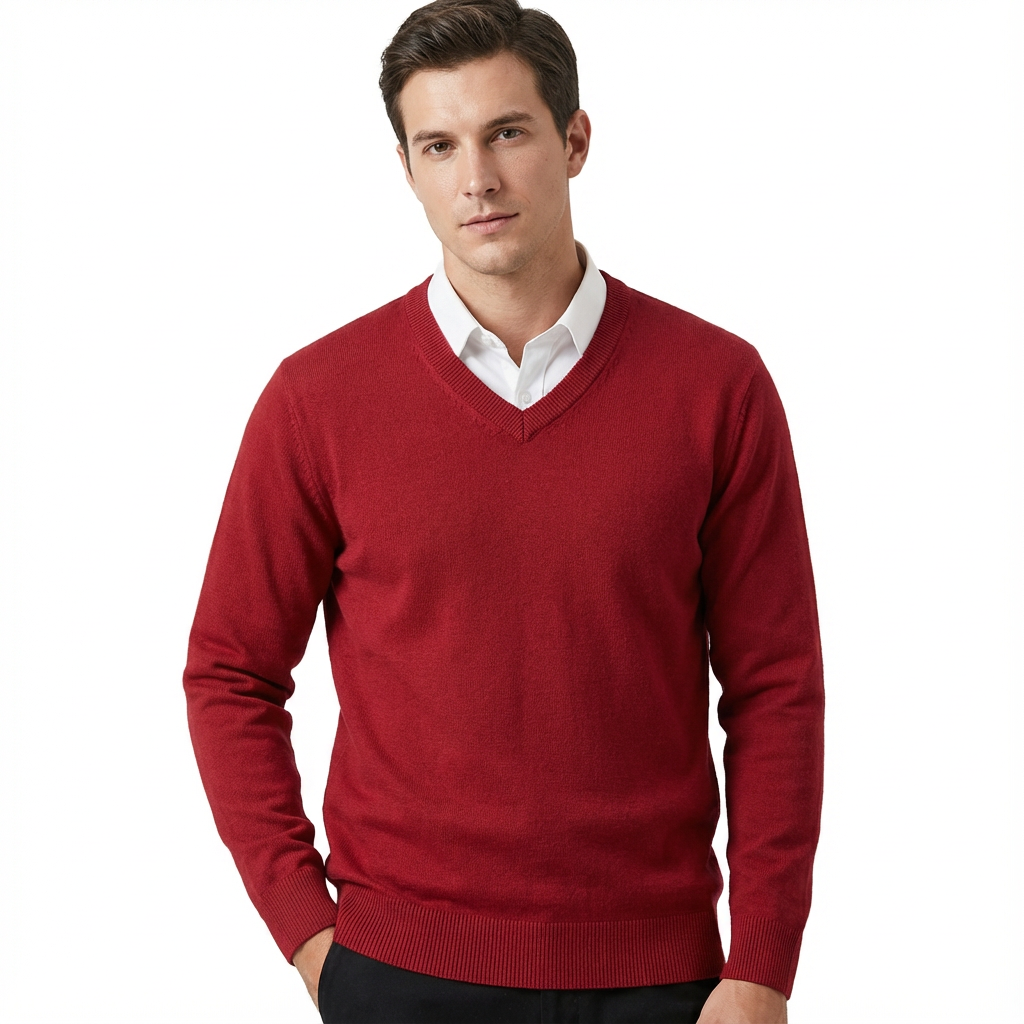 Stickad Tröja med Rund Halsringning för Herr