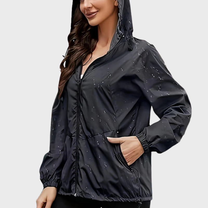 Damvindjacka med huva och dragkedja