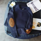 Herrtröja med rund hals och armbågslappar