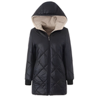 quiltad jacka med mysig foderkrage