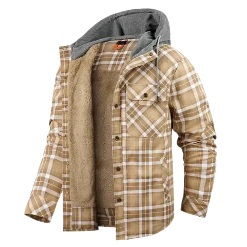 Herrjacka med huva och rutigt mönster