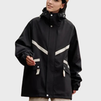 Damjacka med huva och långa ärmar