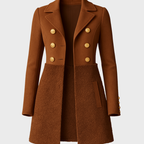 Dammantel med dubbelknäppning och teddy-detaljer