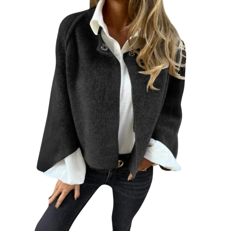 Kvinnors ulljacka med rund hals och långa ärmar