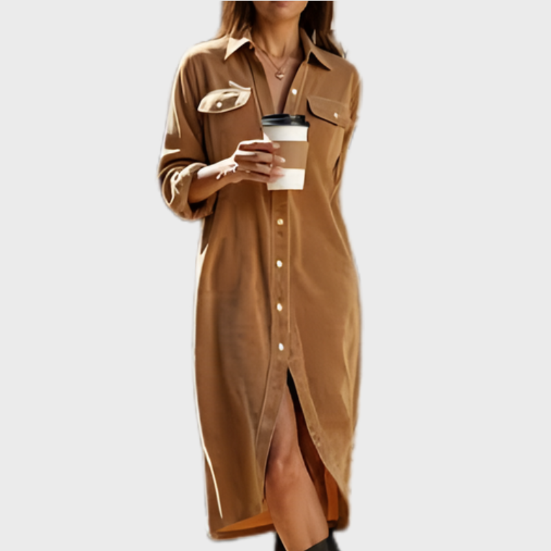 Skjortklänning för dam med knäppning