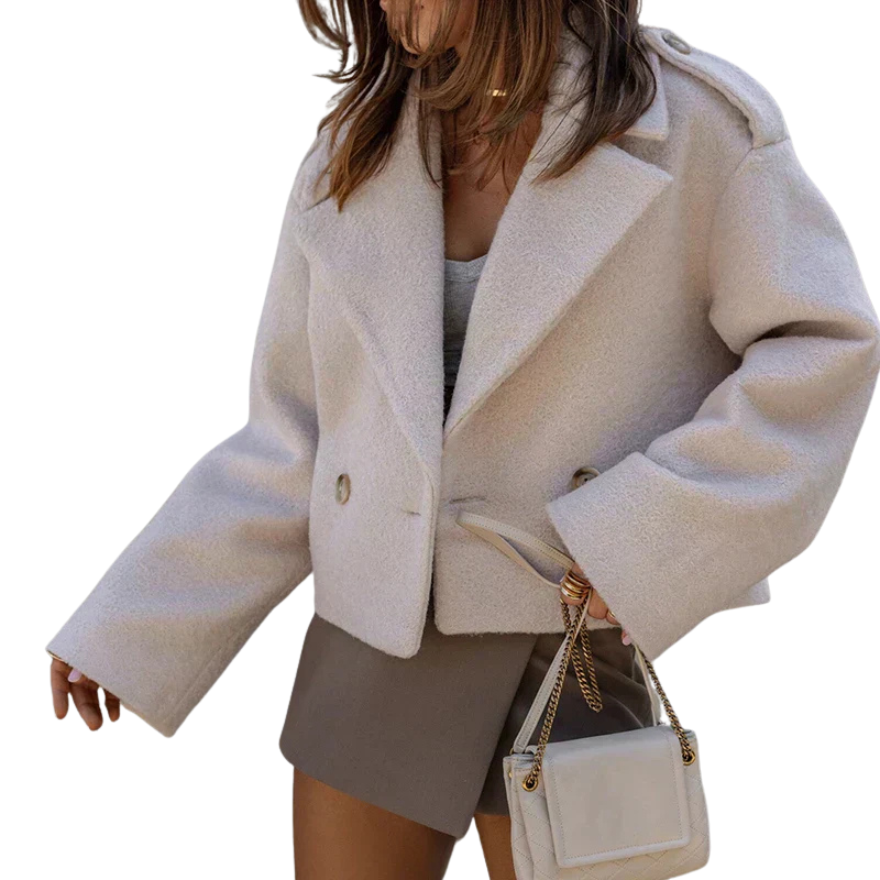 Damblazer med dubbelknäppning och kort passform