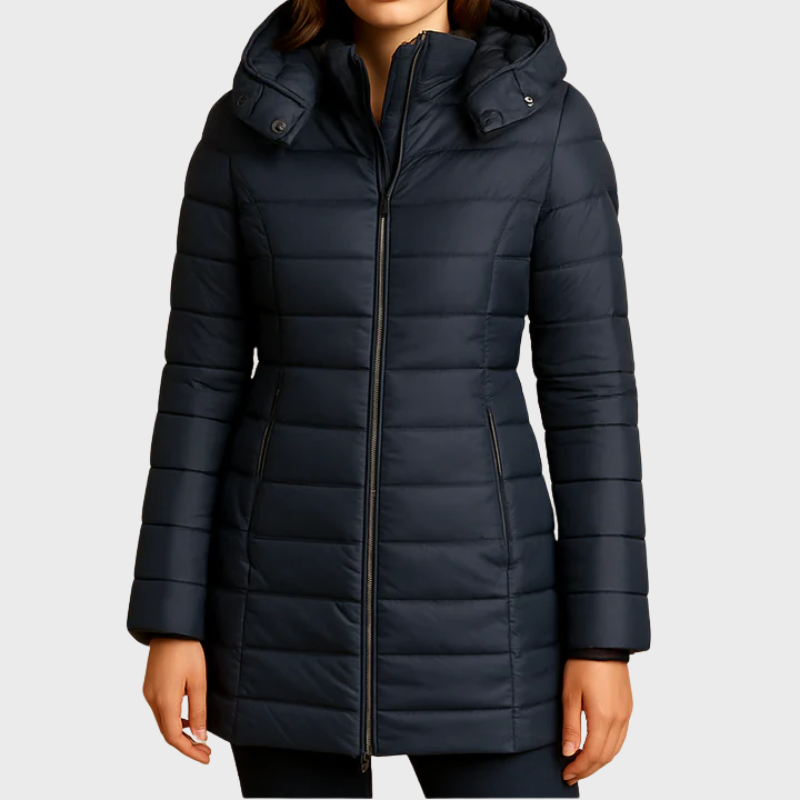 Vadderad vinterjacka för kvinnor med huva