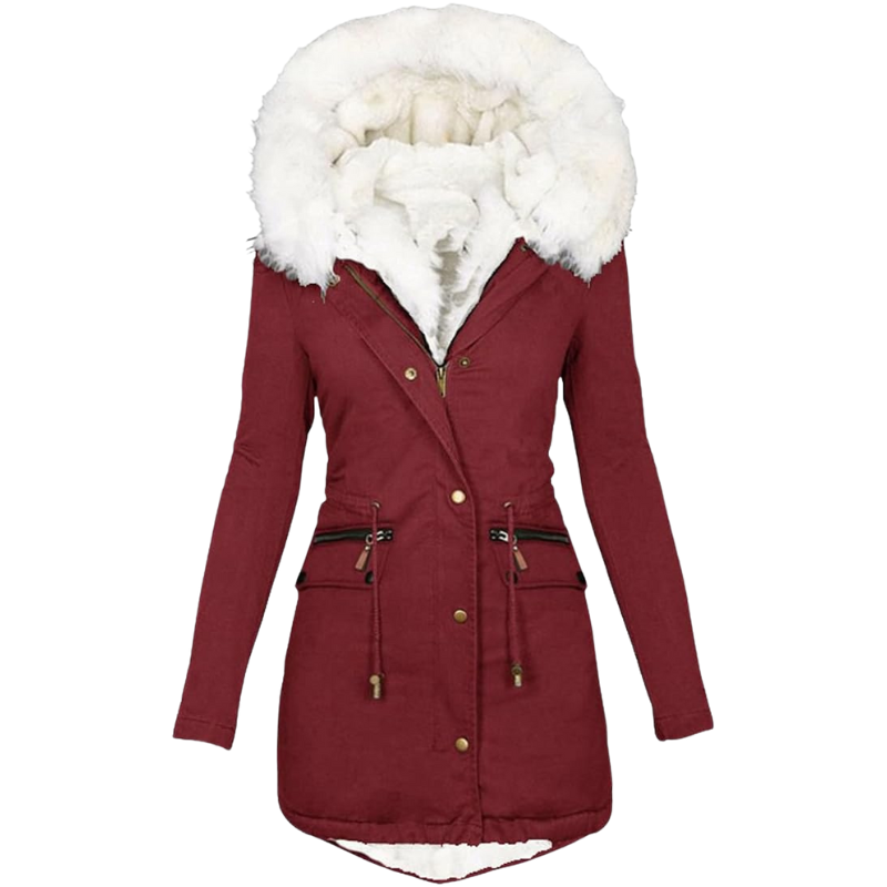 Elina varm vinterspark med mjuk fuskpäls