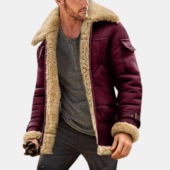 Jacka för herr med fårfoder och dragkedja