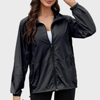 Damvindjacka med huva och dragkedja