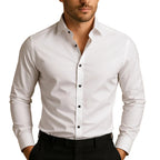 Långärmad Stretchskjorta med Knäppning för Herr