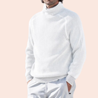 Herrtröja med polokrage och ribbad struktur