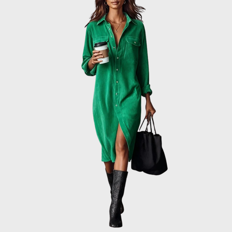 Skjortklänning för dam med knäppning