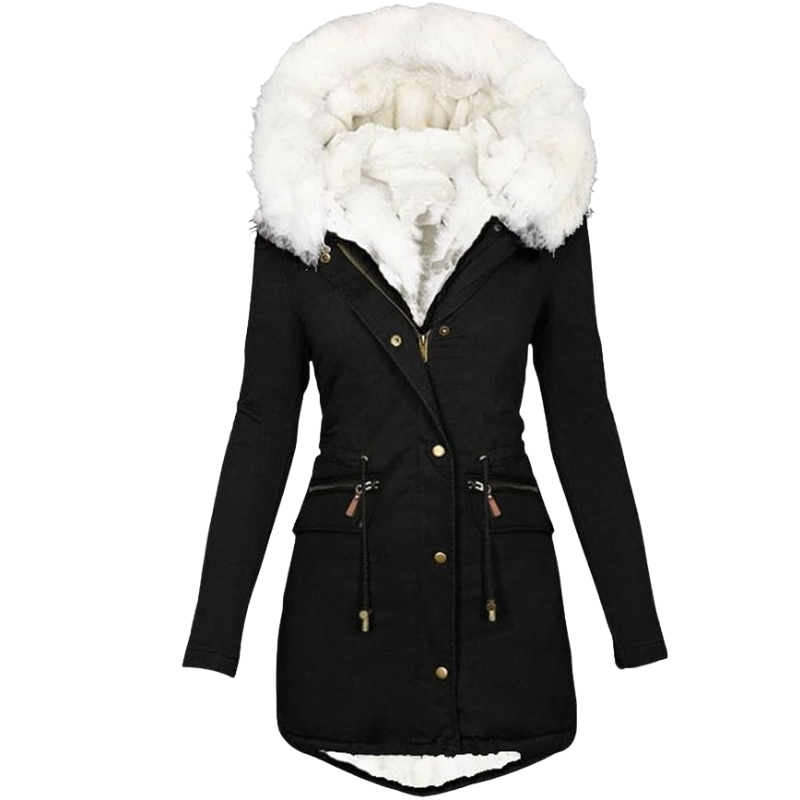 Elina varm vinterspark med mjuk fuskpäls