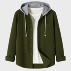 Randig huvtröja med knappstängning herr