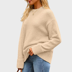 Oversize mysig stickad tröja för kvinnor