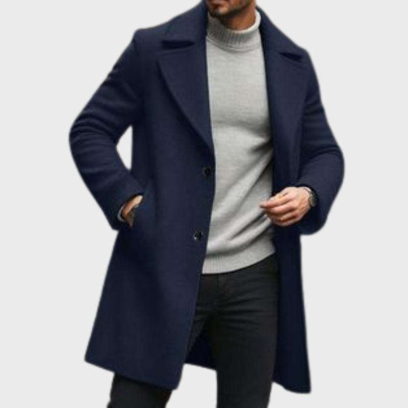 Herrkappa med enkelknäppning och bred krage