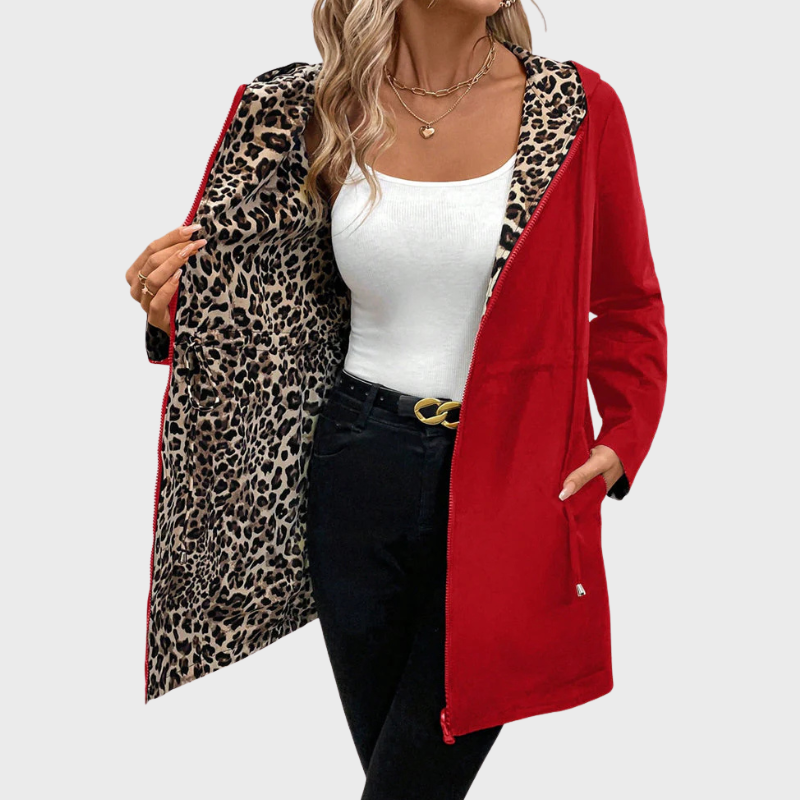 Damsjacka med vändbar design och huva