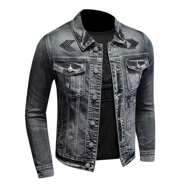 Herrjacka i denim med fickor