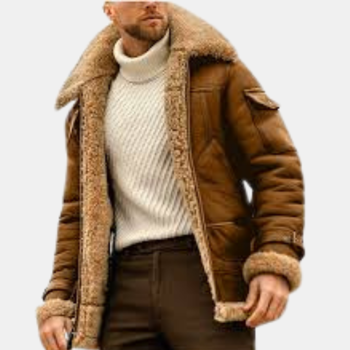 Jacka för herr med fårfoder och dragkedja
