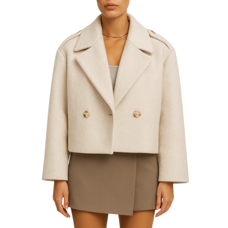 Damblazer med dubbelknäppning och kort passform