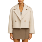 Damblazer med dubbelknäppning och kort passform