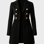 Dammantel med dubbelknäppning och teddy-detaljer