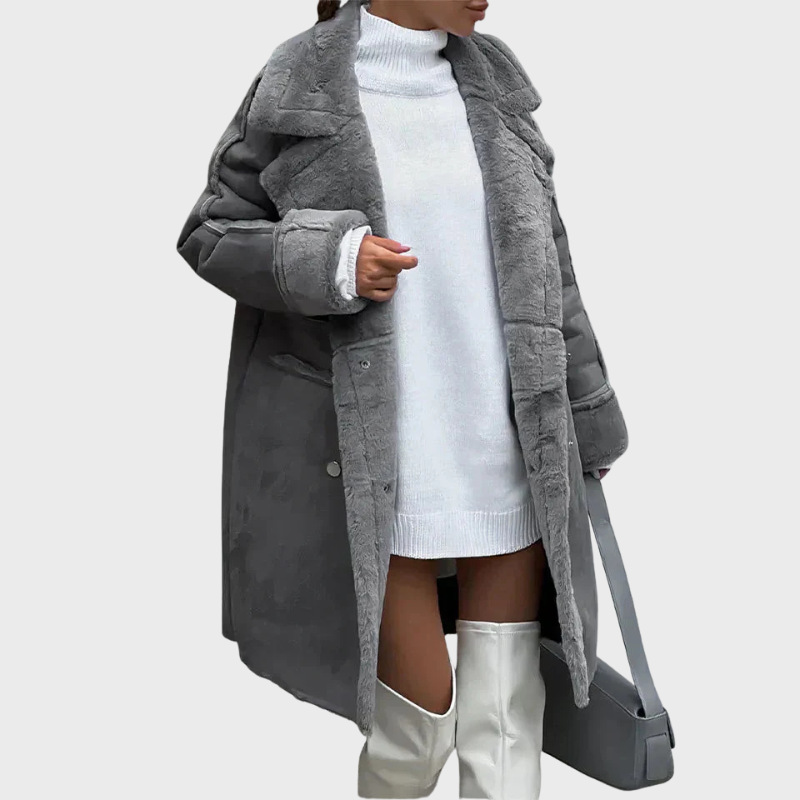 Vinterkappa i mjuk teddy för kvinnor