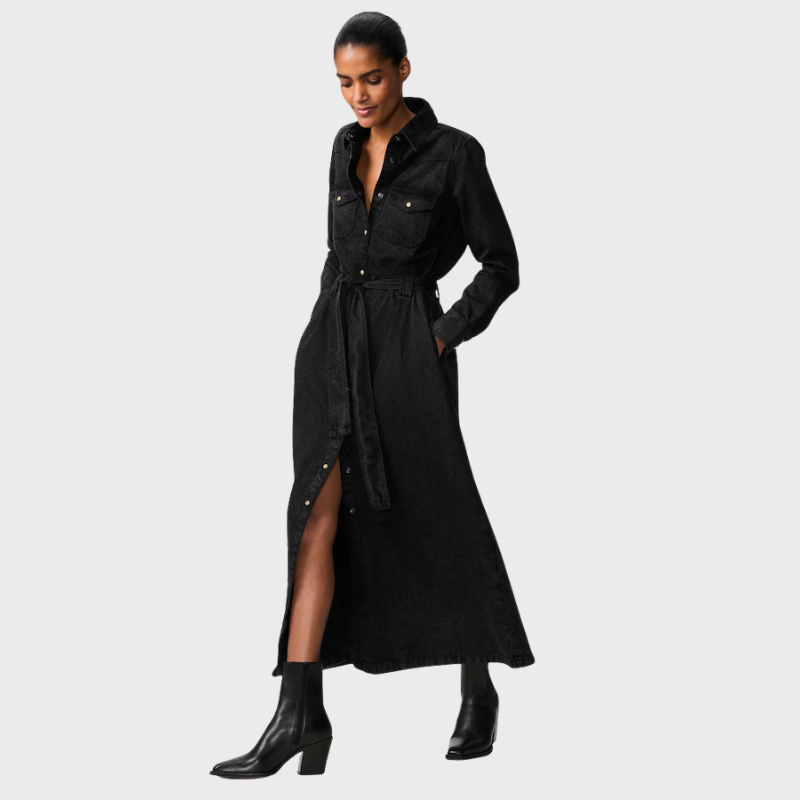 Skjortklänning för dam med knäppning