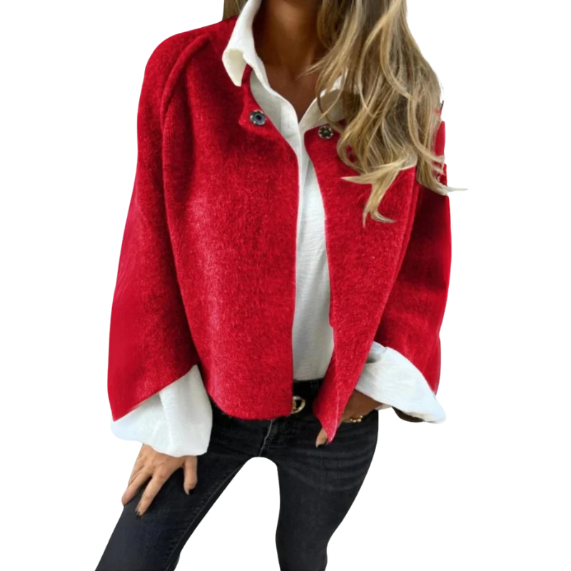 Kvinnors ulljacka med rund hals och långa ärmar