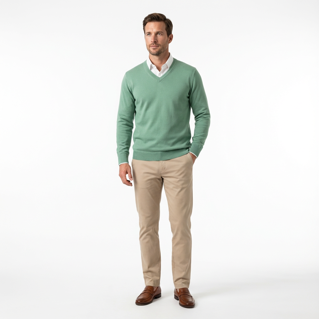 Stickad Tröja med Rund Halsringning för Herr