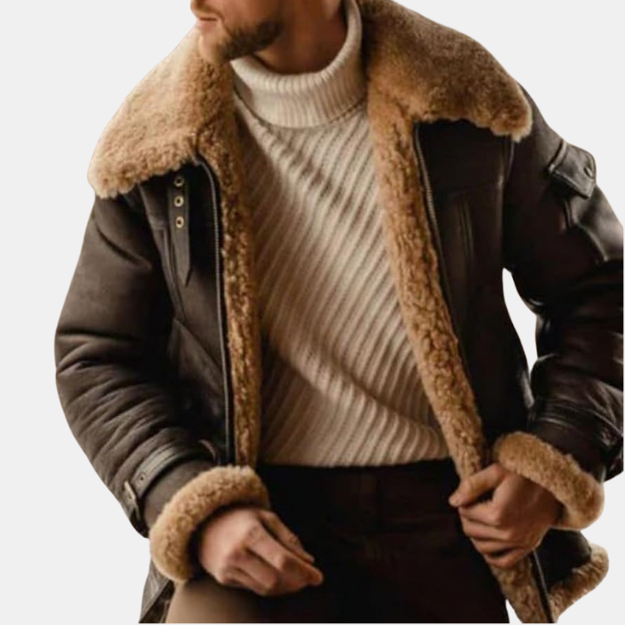 Jacka för herr med fårfoder och dragkedja