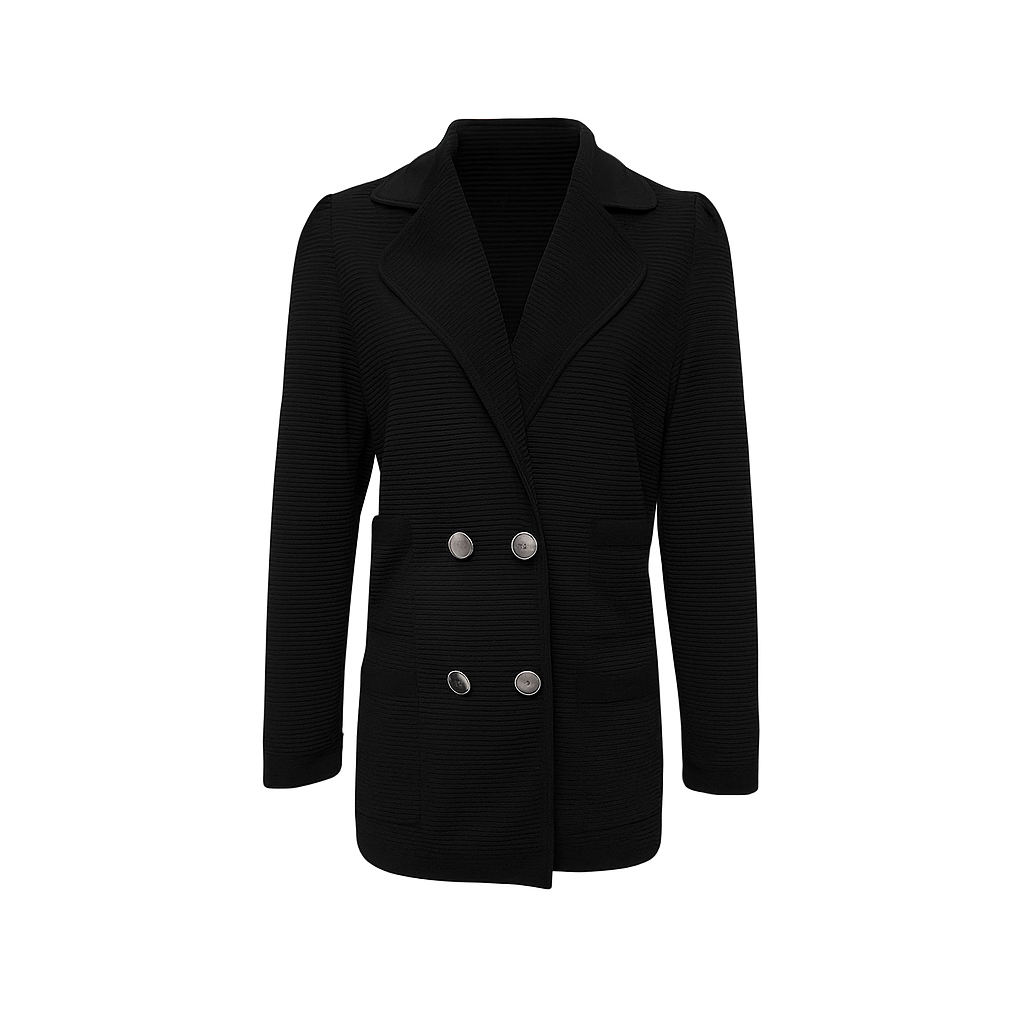 Ribbad damblazer med dubbel knäppning