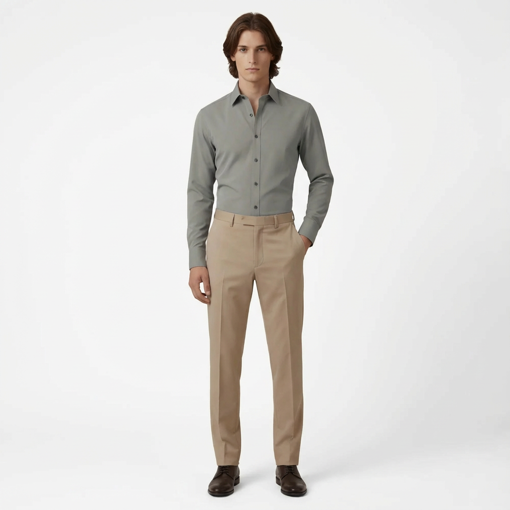 Långärmad Skjorta med Knäppning framtill för Herr