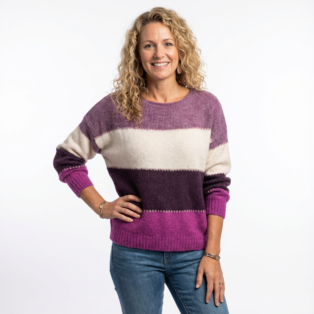 Stickad Tröja med Avslappnad Passform för Dam