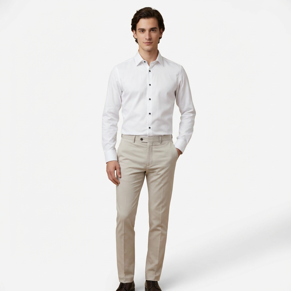 Långärmad Skjorta med Knäppning framtill för Herr