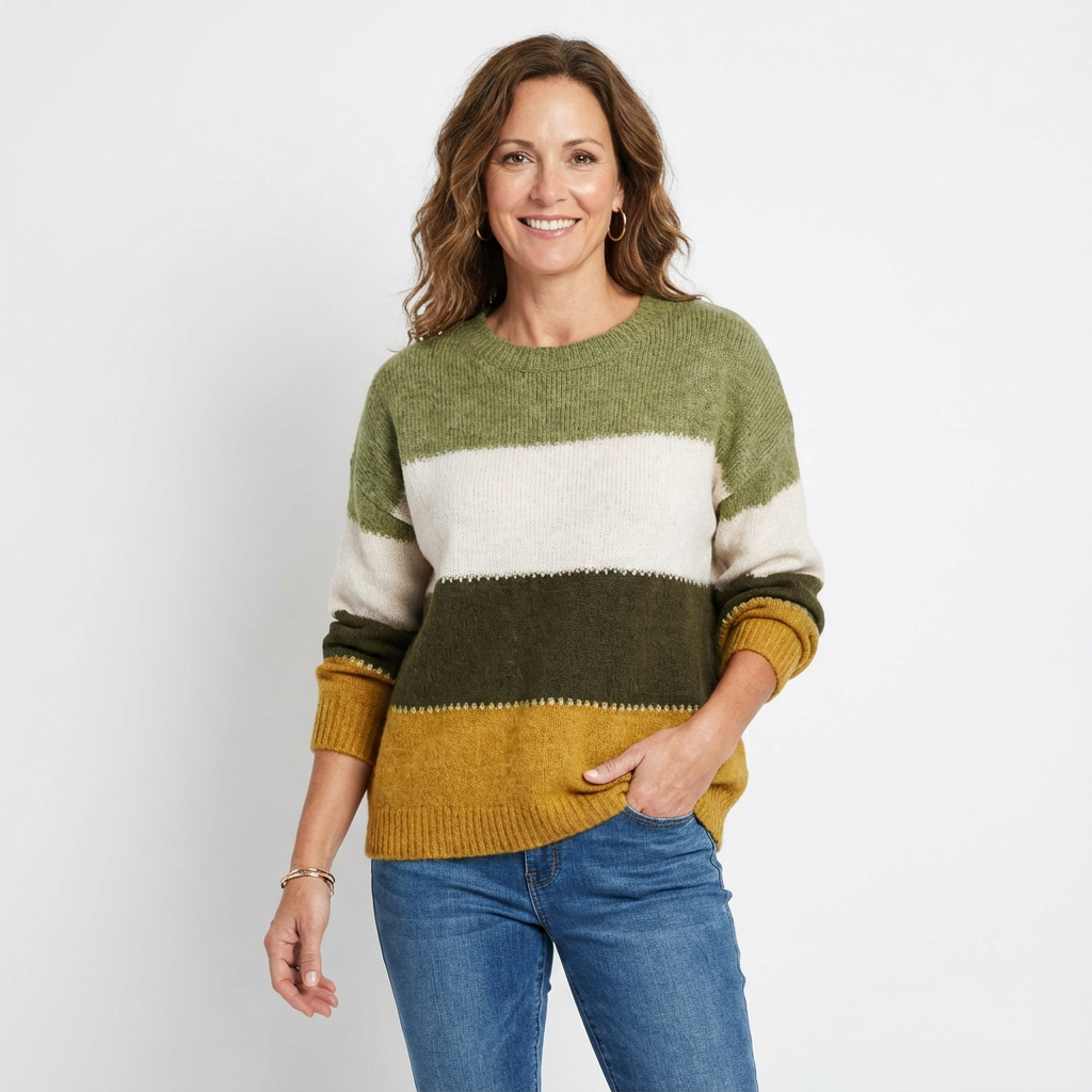 Stickad Tröja med Avslappnad Passform för Dam