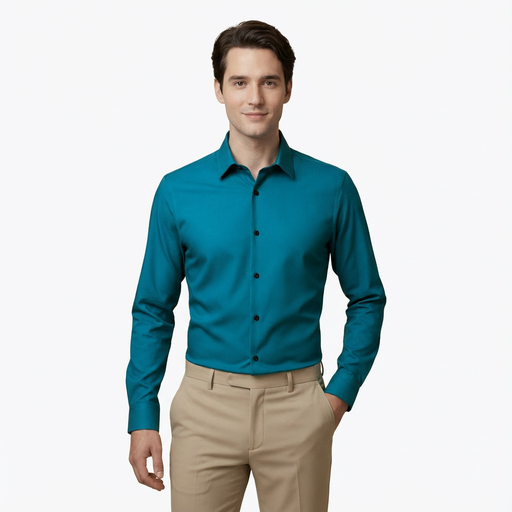 Långärmad Skjorta med Knäppning framtill för Herr