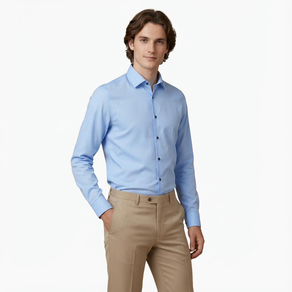 Långärmad Skjorta med Knäppning framtill för Herr