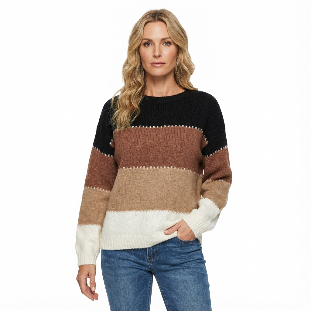 Stickad Tröja med Avslappnad Passform för Dam