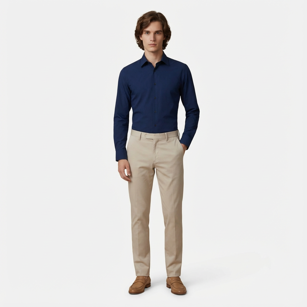 Långärmad Skjorta med Knäppning framtill för Herr