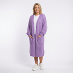 Oversized Stickad Cardigan med Lång Ärm och Öppen Framsida för Dam