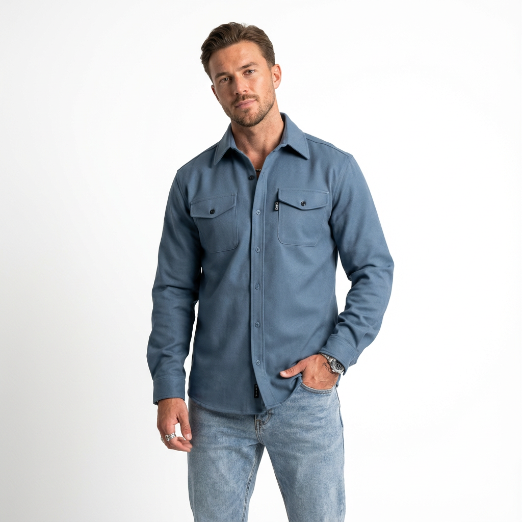 Casual Skjorta med Lång Ärm och Knäppning för Herr