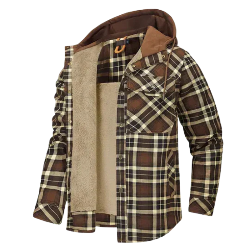 Herrjacka med huva och rutigt mönster