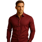 Långärmad Stretchskjorta med Knäppning för Herr