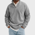 Herrtröja med ribbad halvzip-design